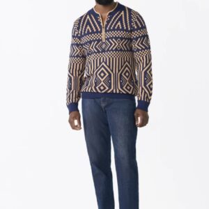 Man wearing a Kibo men’s quarter-zip sweater, standing confidently