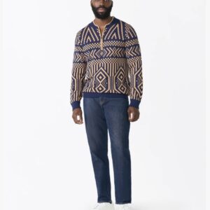 Man wearing a Kibo men’s quarter-zip sweater, standing confidently