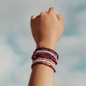 Garnet Beaded Bracelet Stack
