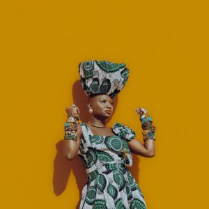 Emerald Circle Ankara Dress with Headwrap