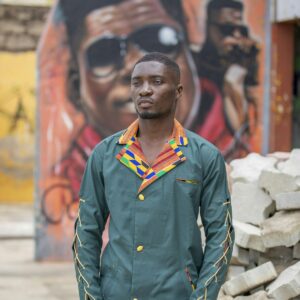 Kente-Trim Safari Suit